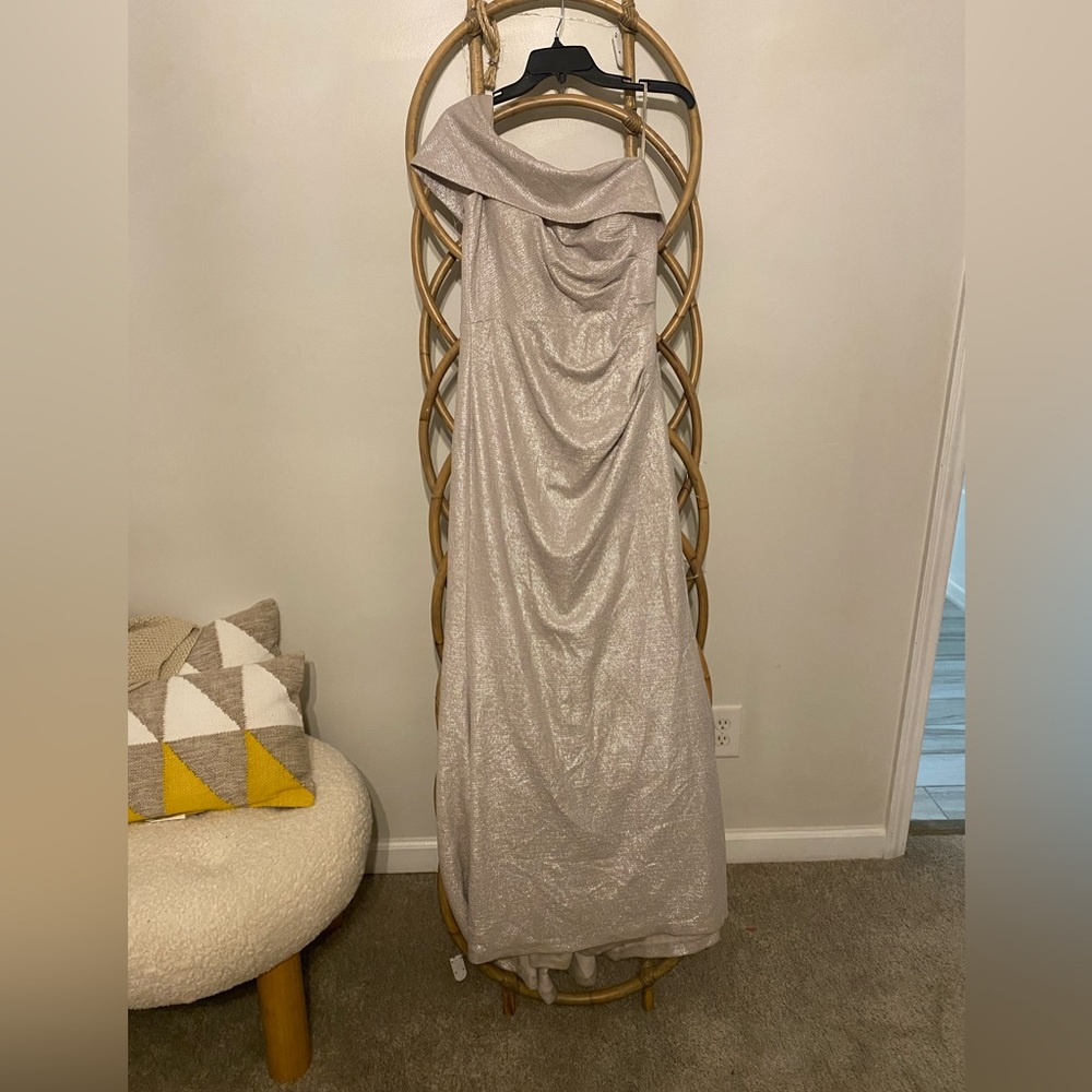 Eliza J Silver One Shoulder Dress, MOB or black tie event